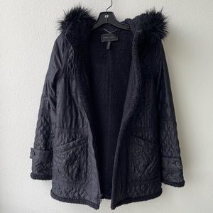BCBG black zip up coat jacket size S